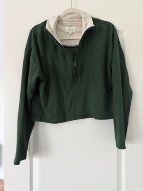 Aerie Green Half-Zip Pullover Top